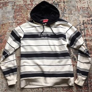 Supreme Black and White striped hoodie size medium